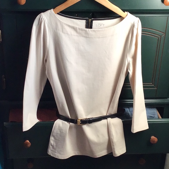 LOFT Tops - LOFT 👠Cotton 3/4 sleeve top cute zipper in back
